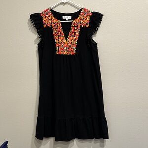 Black Dress with Colorful Embroidery
